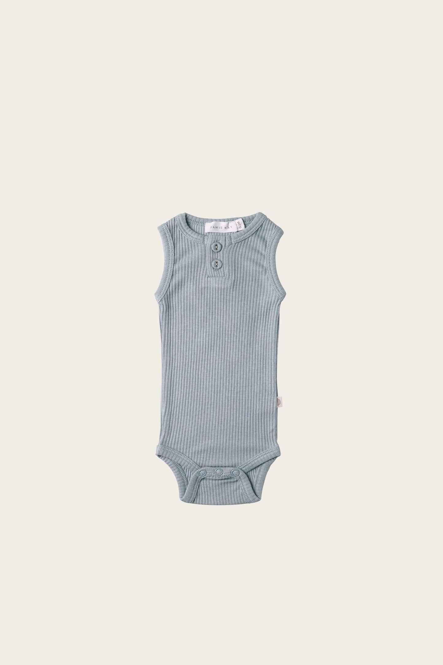 Jamie Kay Organic Essential Singlet Bodysuit in Faded Denim
